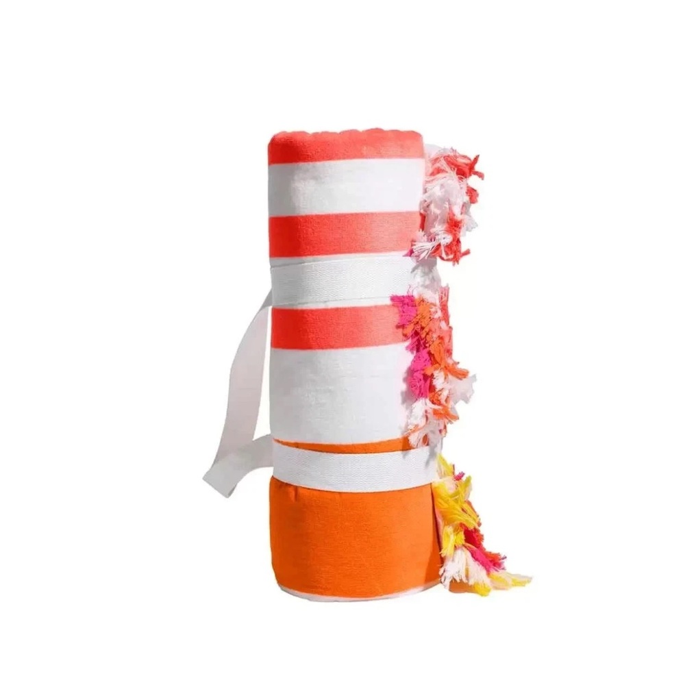 LOFT Beach Towel 84 x 72 Jumbo Size with Handle Orange